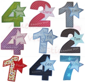 Geburtstags Zahl XL mit Namen nach Wahl 1-9 in verschiedenen Farben