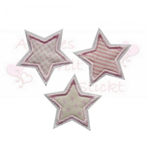 drei Sterne im Set in rosa Vichy, gestreift und Sternchen