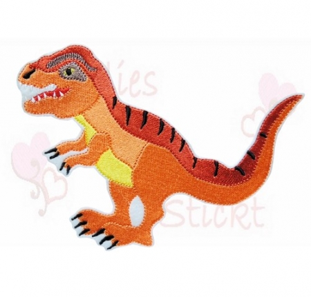 T Rex extra groß in Orange  Dinosaurier Applikation Aufnäher